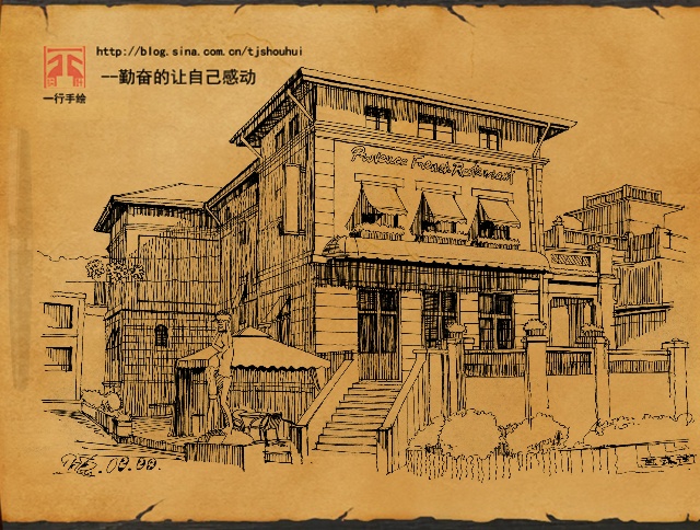 手绘天津印象之意式风情街-天津大学考研快题培训-我